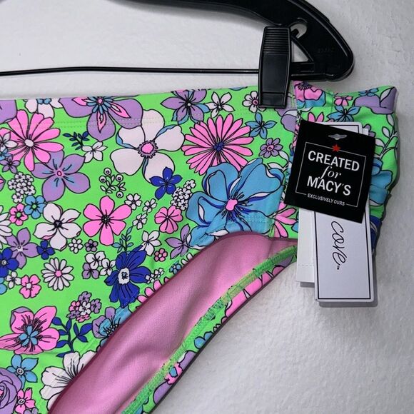 SALT + COVE Trendy Plus Size Peony Party Soft Side-Tab Mid-Rise Bikini Bottoms - Picture 6 of 10